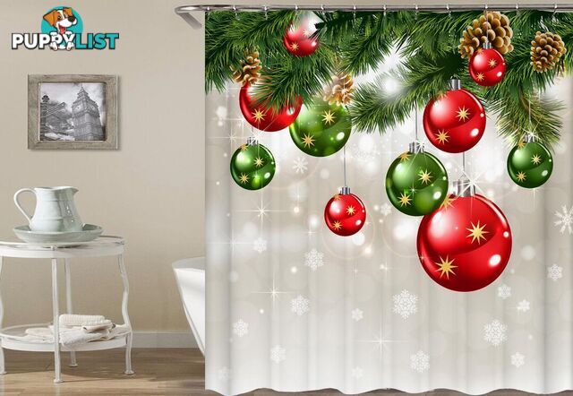 Red And Green Christmas Ornaments Shower Curtain - Curtain - 7427045990746