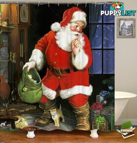 Vintage Santa Shower Curtain - Curtain - 7427045982833