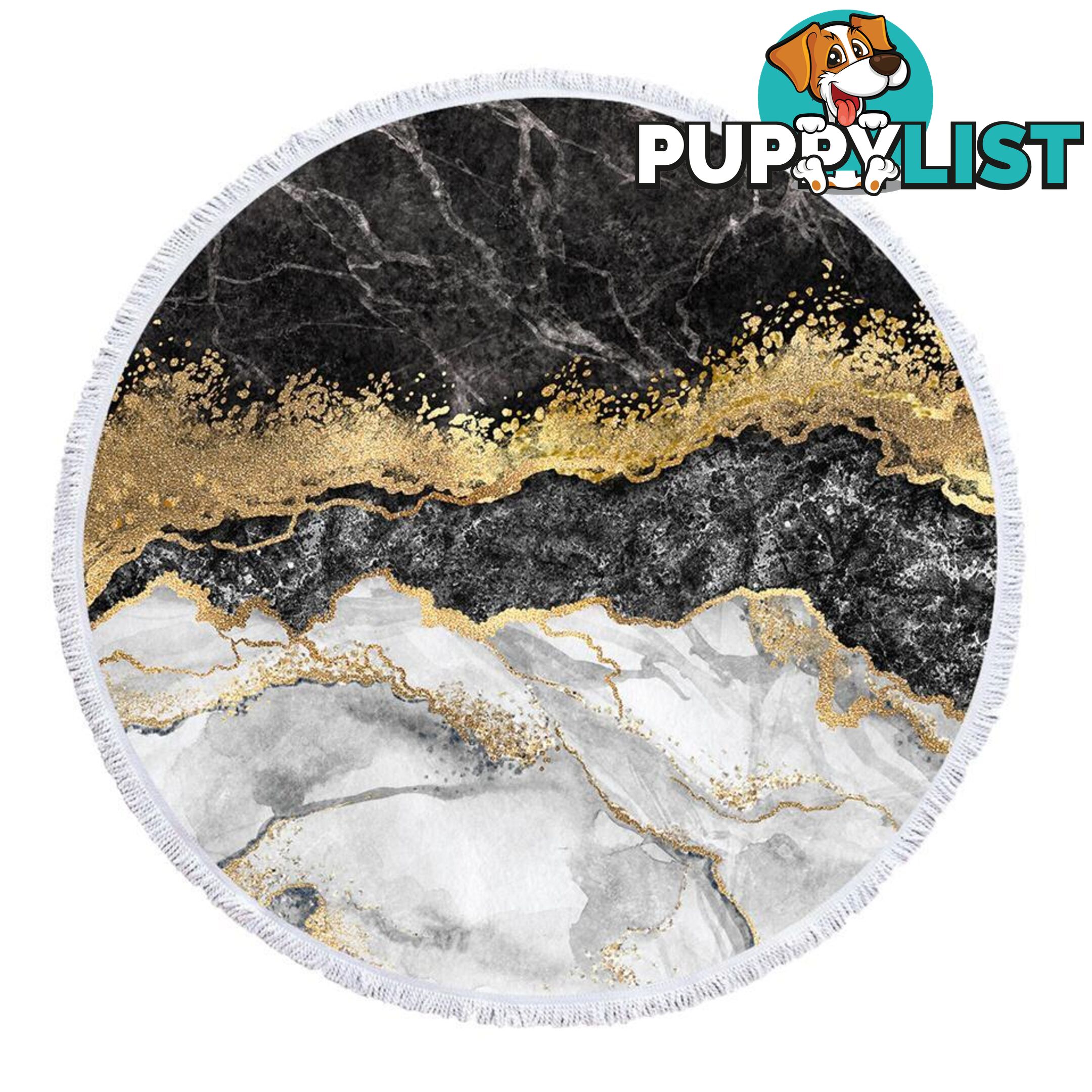 White Black Gold Marble Beach Towel - Towel - 7427046342483