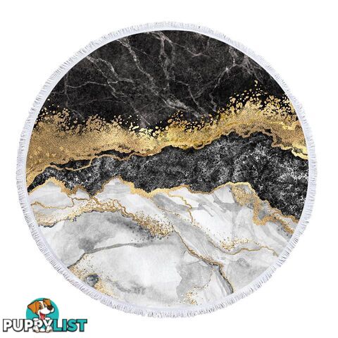 White Black Gold Marble Beach Towel - Towel - 7427046342483