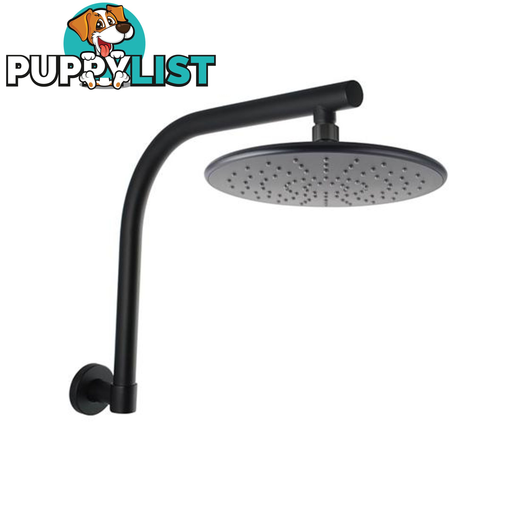 9 Inch Round Black Rainfall Shower Head Wall Swivel Shower Arm Set - Unbranded - 7427046162555