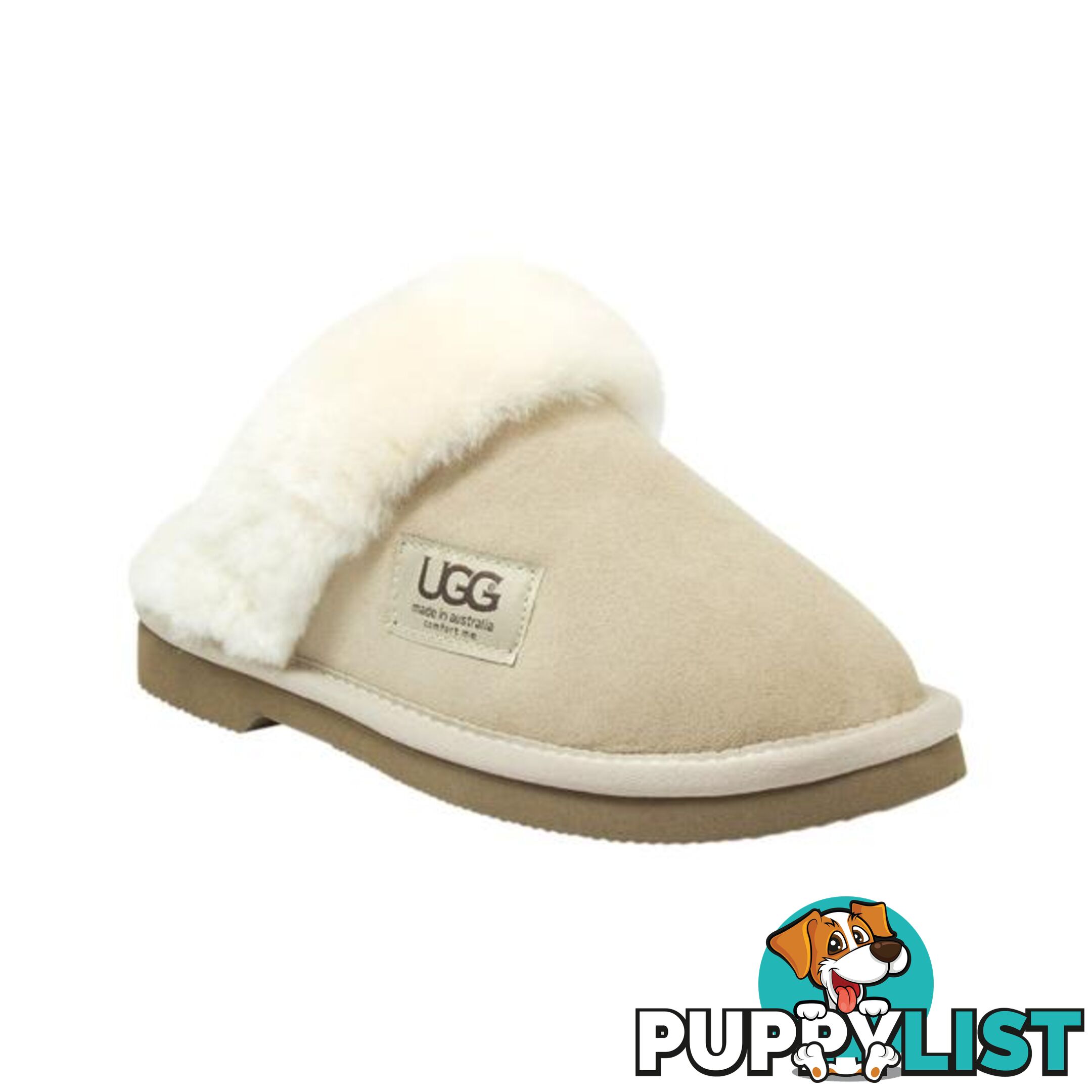 UGG Merino Sheepskin Fur Trim Scuff Memory Foam Sand - UGG - 822427524170