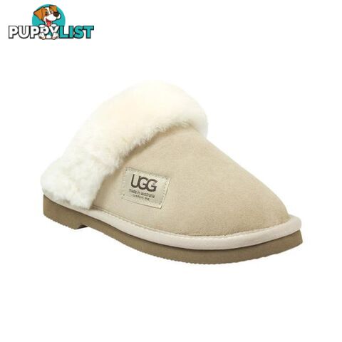 UGG Merino Sheepskin Fur Trim Scuff Memory Foam Sand - UGG - 822427524170