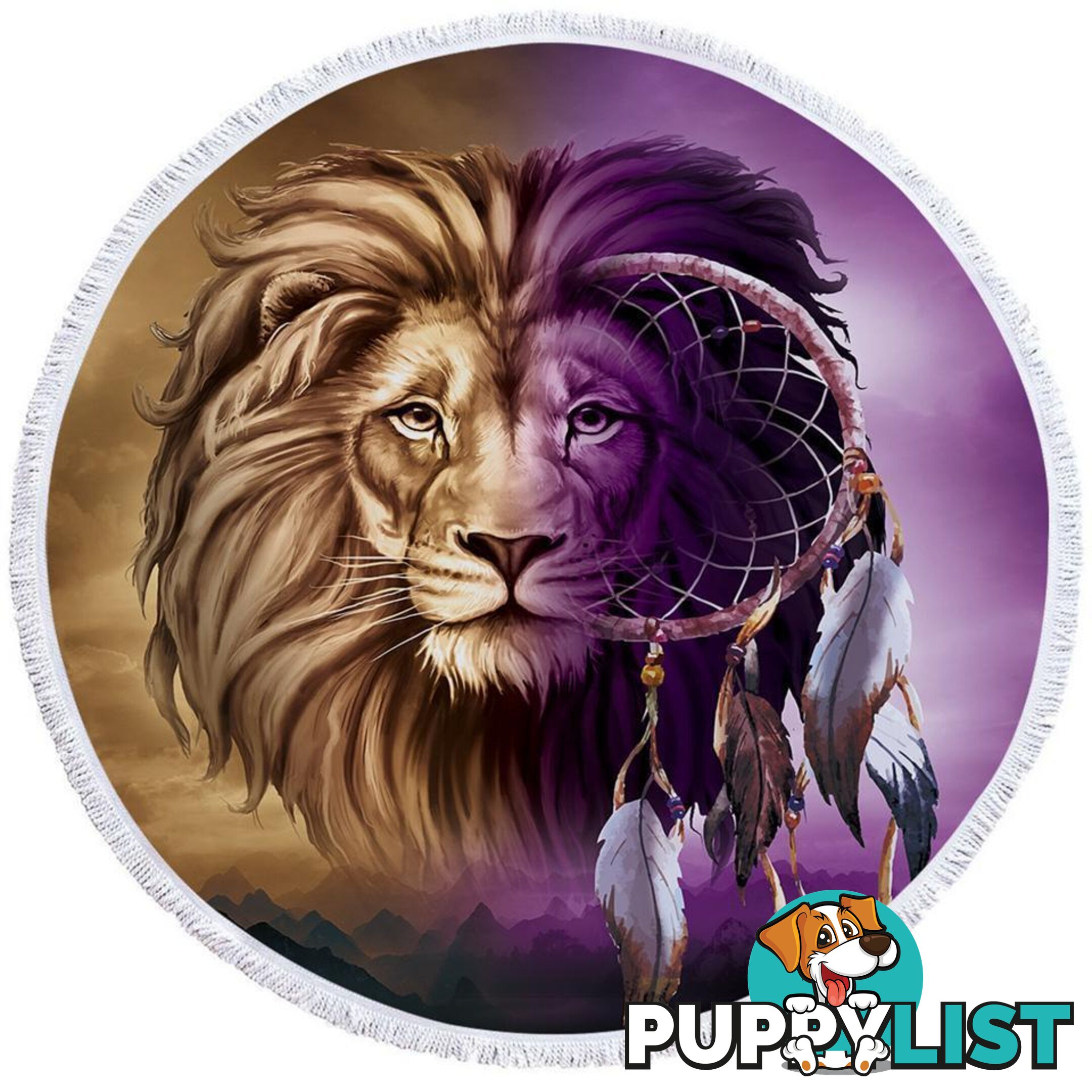 Dream Catcher Lion Beach Towel - Towel - 7427046312127