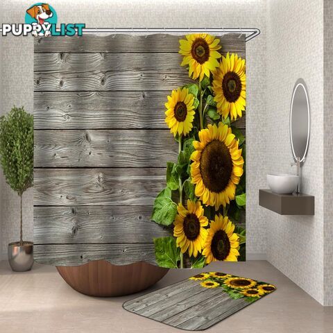 Rustic Deck Sunflowers Shower Curtain - Curtain - 7427046117036