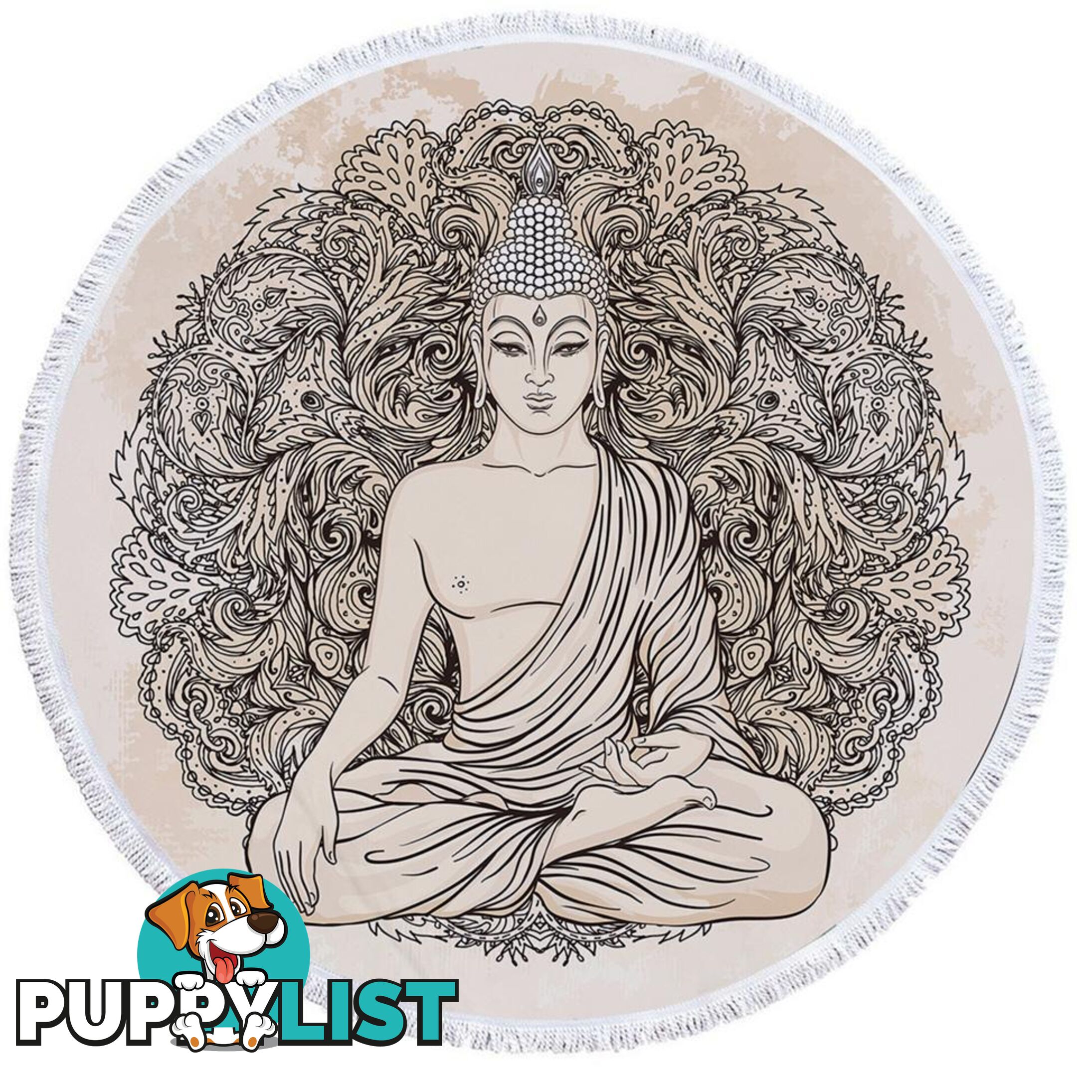 Drawing of Buddha Beach Towel - Towel - 7427046317658