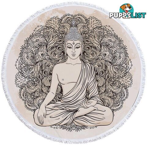 Drawing of Buddha Beach Towel - Towel - 7427046317658