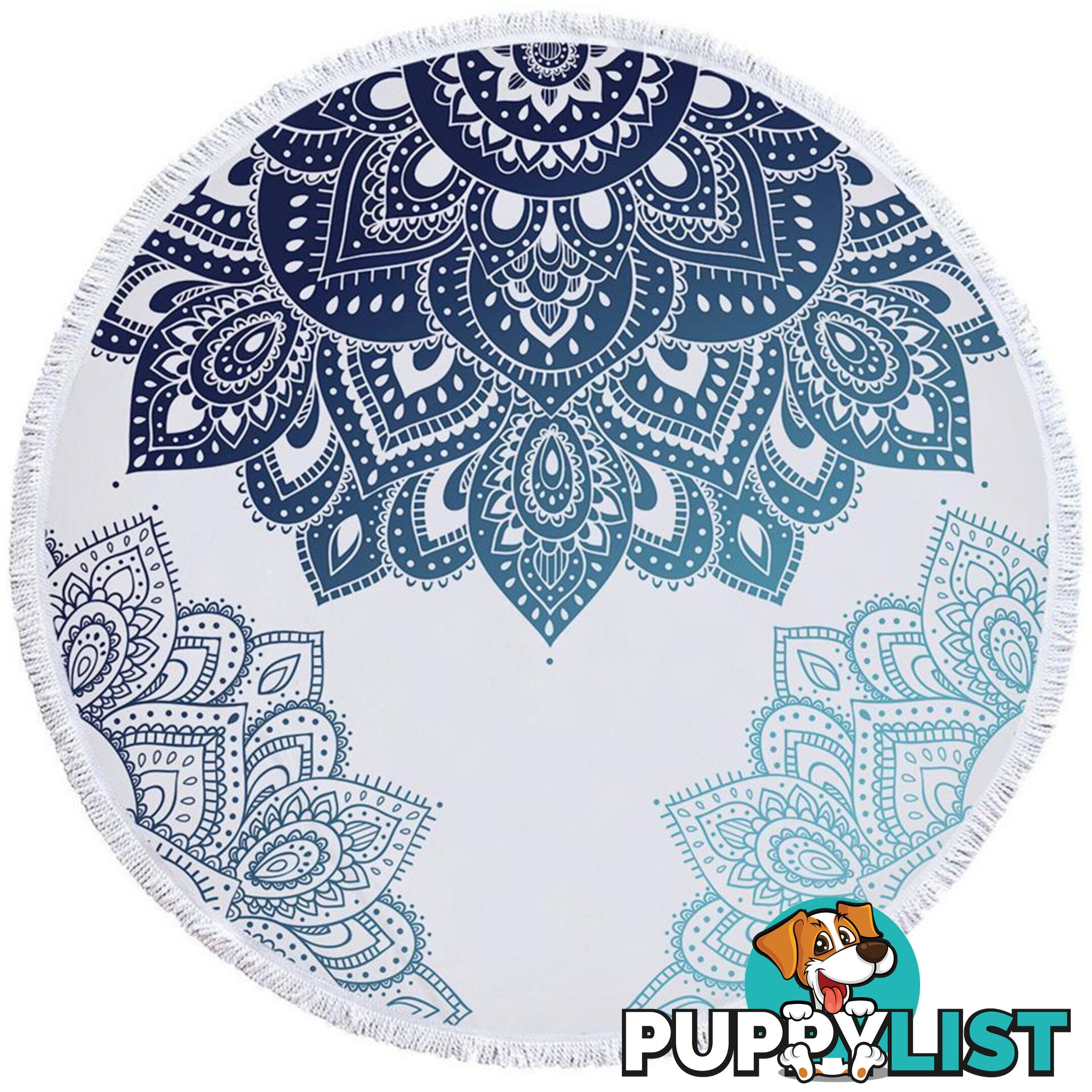 Teal Blue Mandala Beach Towel - Towel - 7427046308007