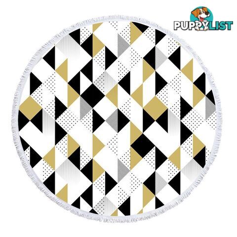 Gold and Black Geometric Triangles Beach Towel - Towel - 7427046341462