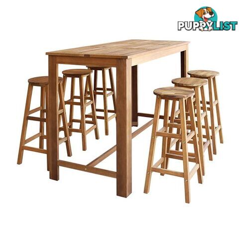 Bar Table And Stool Set 7 Pieces Solid Acacia Wood - Unbranded - 787976575533