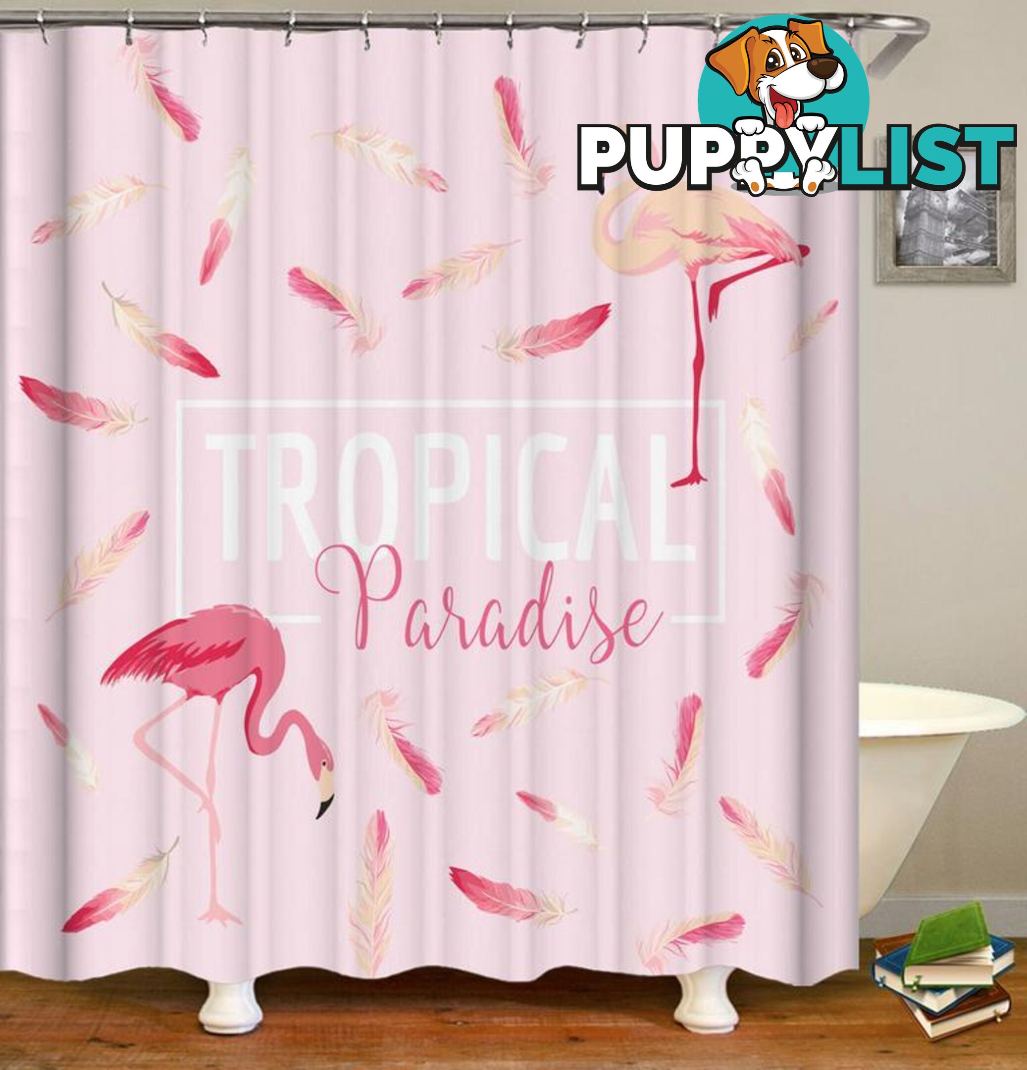 Pink Tropical Paradise Flamingo Shower Curtain - Curtain - 7427046013253