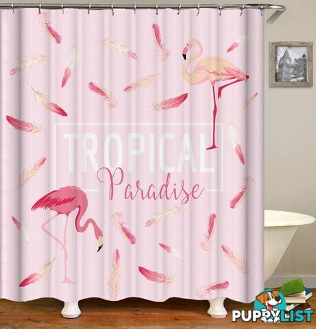 Pink Tropical Paradise Flamingo Shower Curtain - Curtain - 7427046013253