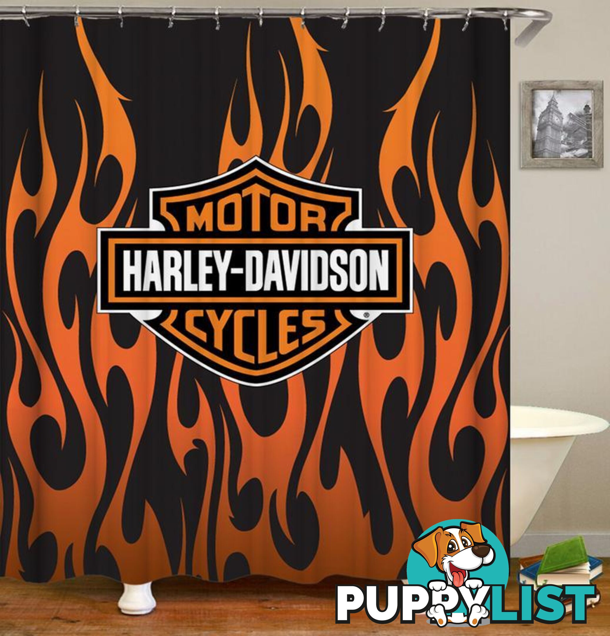 Harley Davidson Flames Shower Curtain - Curtain - 7427045969698