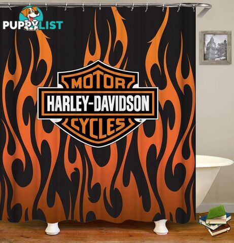 Harley Davidson Flames Shower Curtain - Curtain - 7427045969698