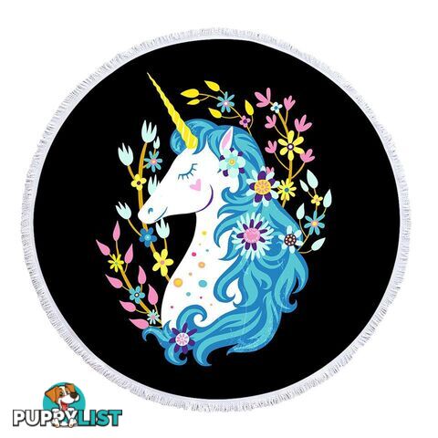 Blue Hair Unicorn Beach Towel - Towel - 7427046342810