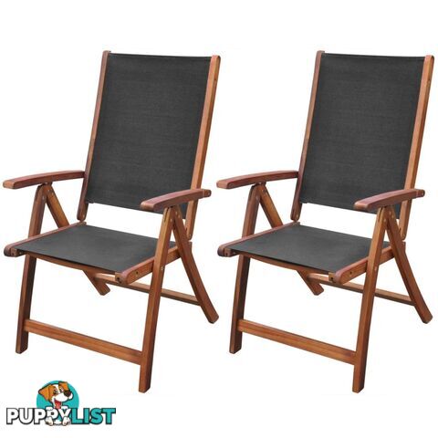 Acacia Wood Folding Chairs - Black (Set of 2) - Unbranded - 4326500416193