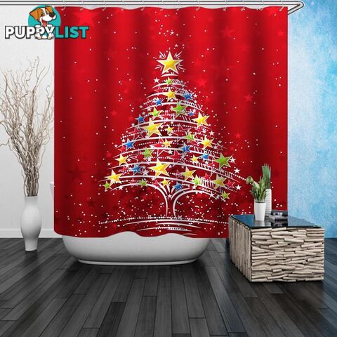 Stars Christmas Tree Shower Curtain - Curtain - 7427046017619