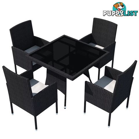 Outdoor Dining Set Nine Pieces Poly Rattan Black - Unbranded - 9476062037260