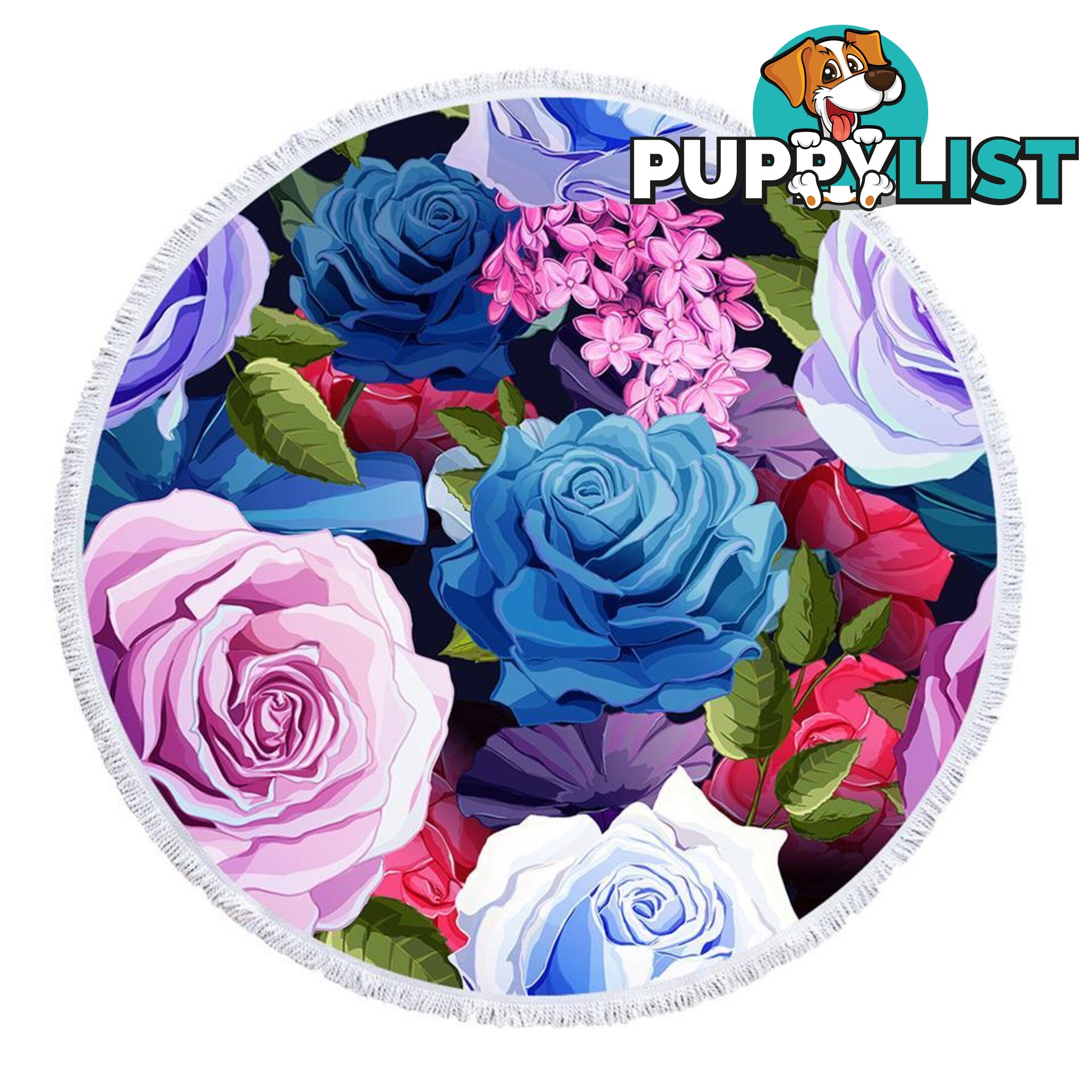 Blue and Purplish Roses Beach Towel - Towel - 7427046341370