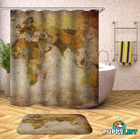 Vintage Africa Europe Australia Map Shower Curtain - Curtain - 7427046007214