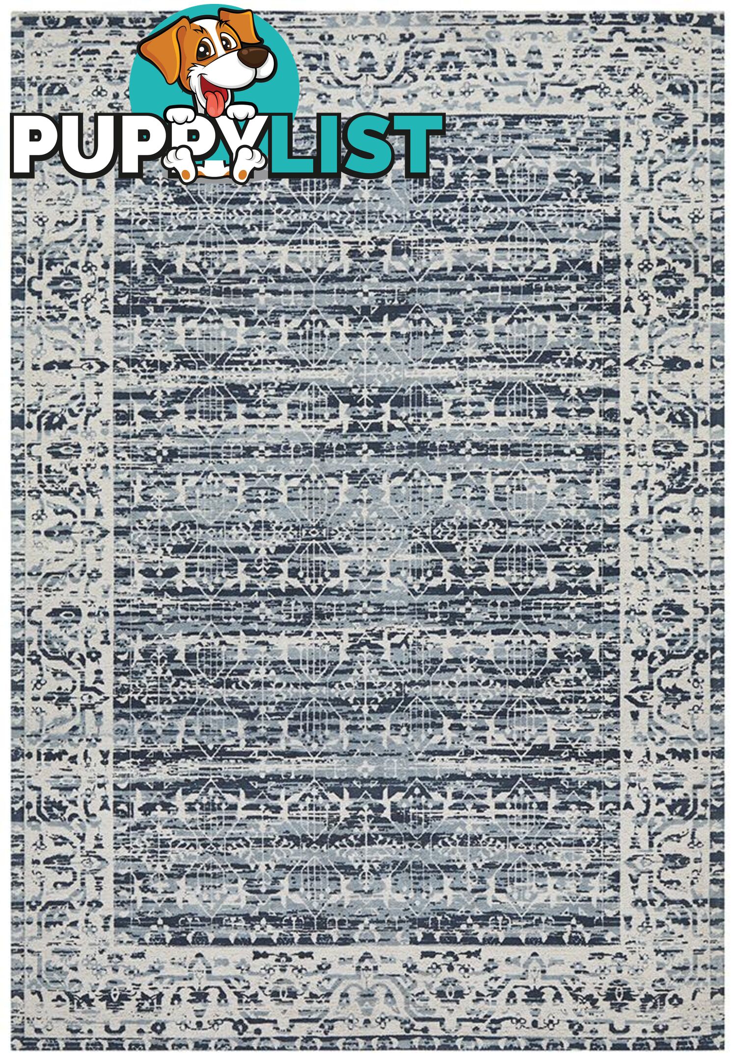 Magnolia Border Denim Rug - Unbranded - 9375321879750