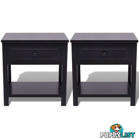 Bedside Cabinets Wood (2 Pcs) - Black - Unbranded - 4326500435484