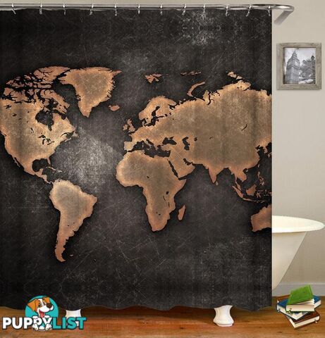 Outlines World Map Blackboard Shower Curtain - Curtain - 7427046003155