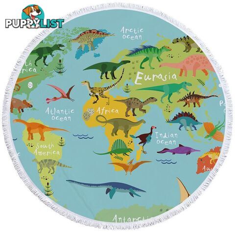 World Map Dinosaurs Beach Towel - Towel - 7427046315159