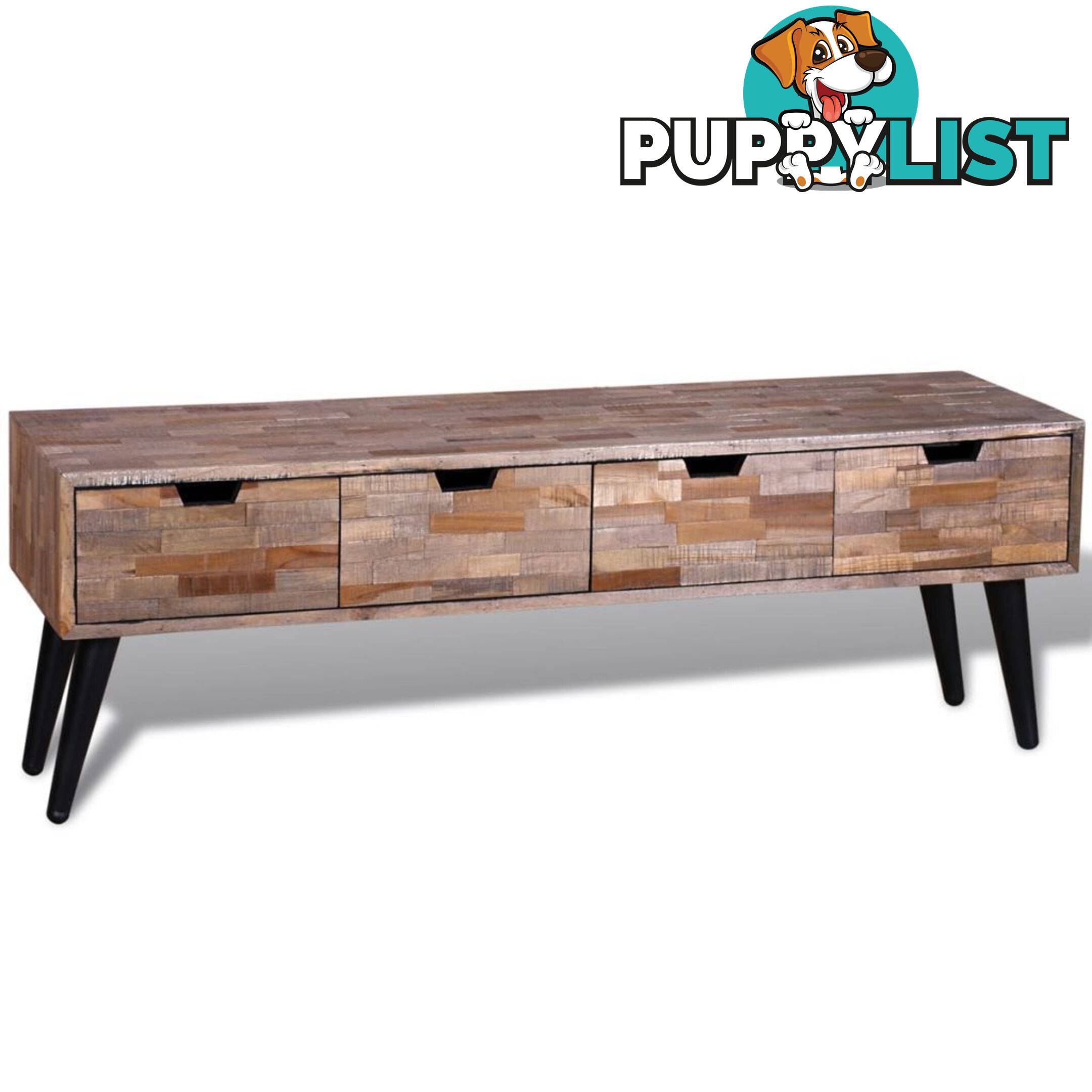 Reclaimed Teak Console TV Cabinet With 4 Drawers - Unbranded - 4326500433435