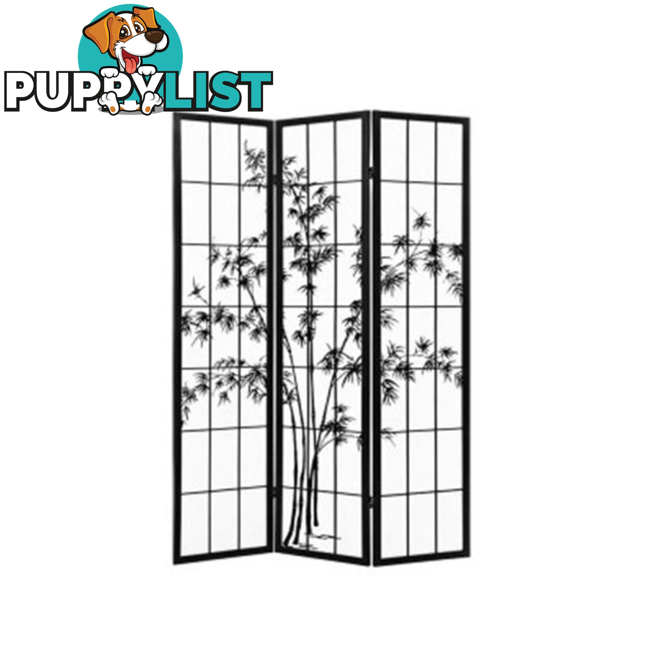 Room Divider Screen Privacy Pine Wood Stand Shoji Bamboo Black White - Artiss - 9355720061512