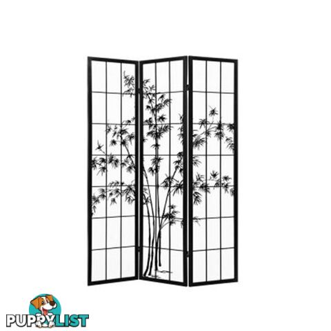 Room Divider Screen Privacy Pine Wood Stand Shoji Bamboo Black White - Artiss - 9355720061512