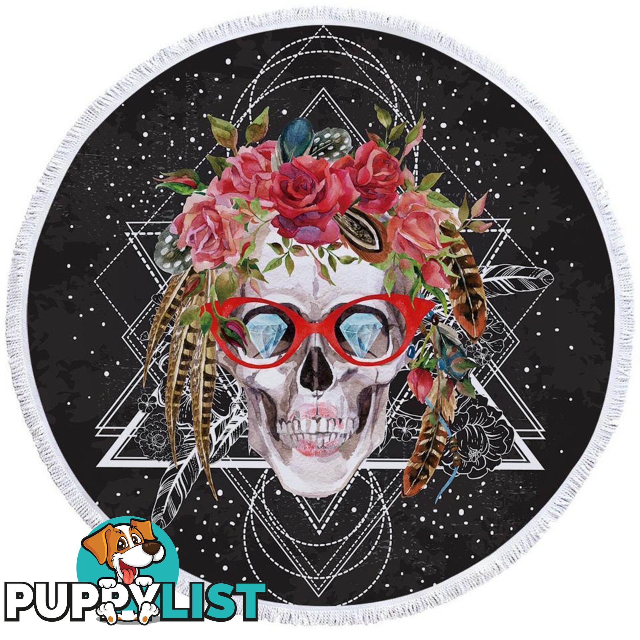 Hippie Skull Beach Towel - Towel - 7427046327145