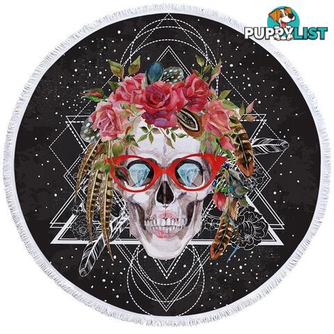 Hippie Skull Beach Towel - Towel - 7427046327145