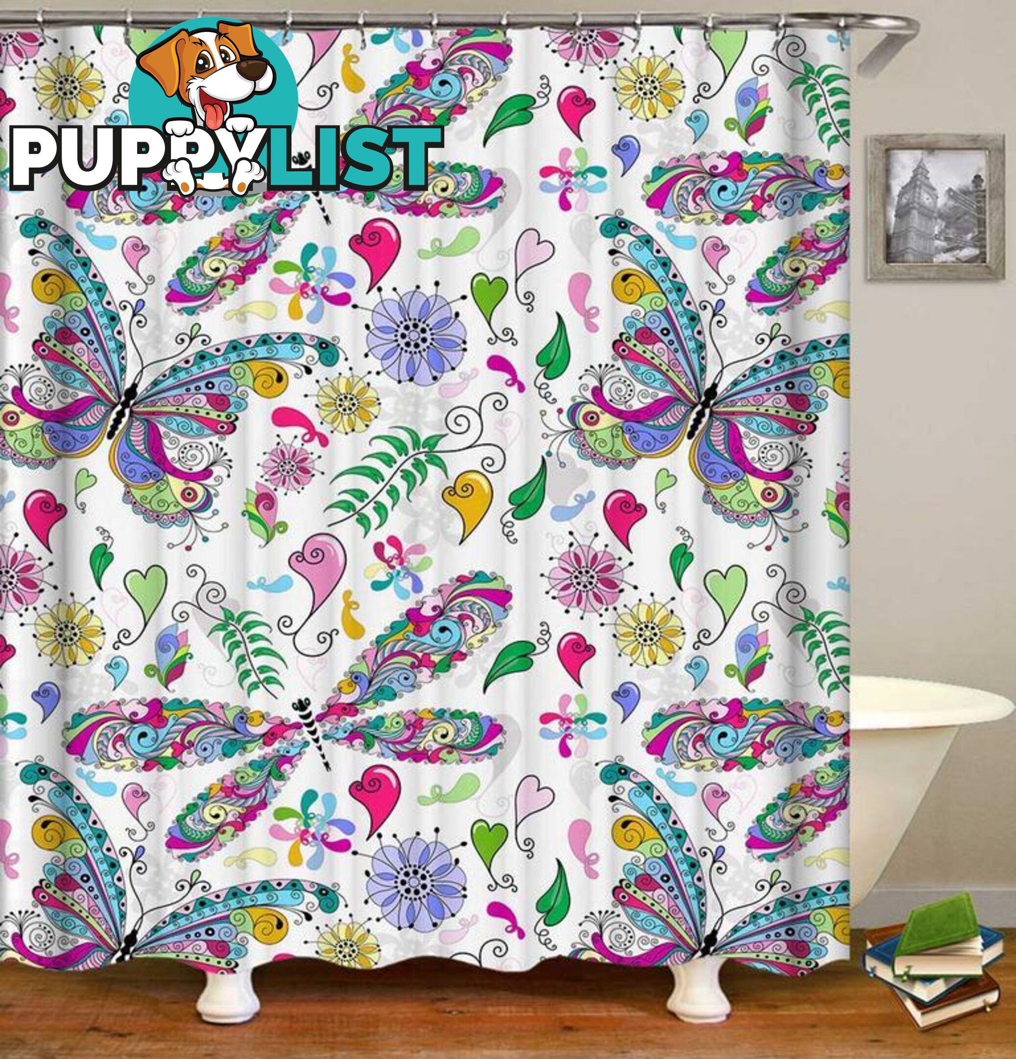 Colorful Butterflies And Dragonflies Shower Curtain - Curtain - 7427046077095