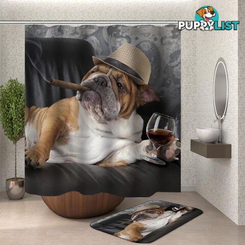 Bulldog Boss Shower Curtain - Curtain - 7427046118156