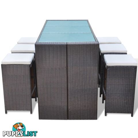 Poly Rattan Garden Bar Set (13 Pcs) - Brown - Unbranded - 4326500416605