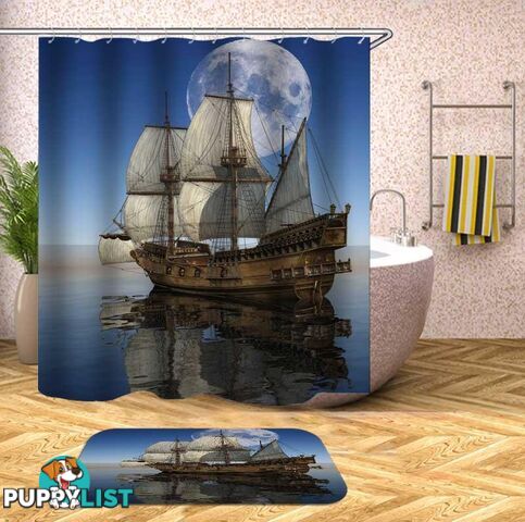 Old Style Sailing Ship Shower Curtain - Curtain - 7427046050265