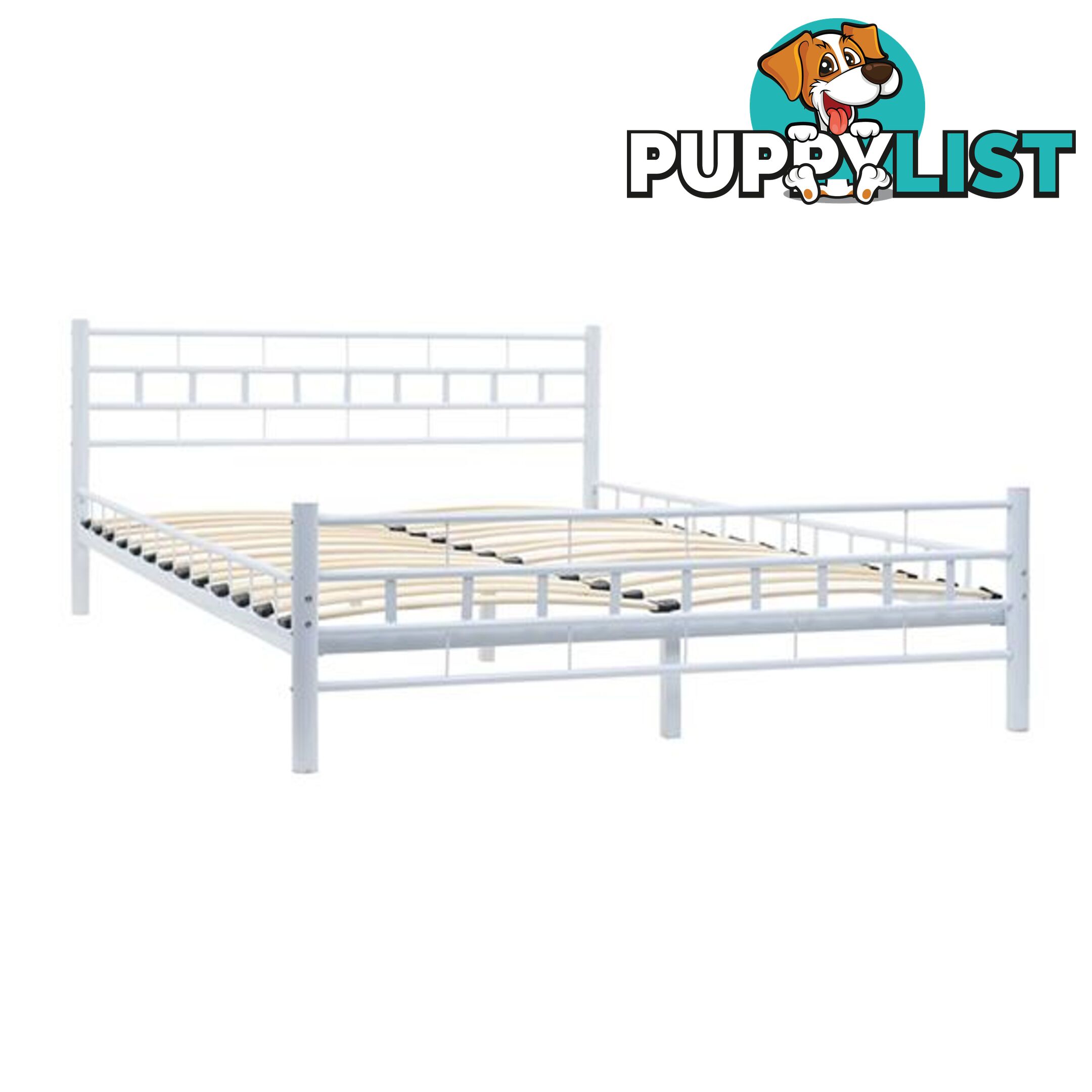 Bed Frame Slatted Base Block Design White - Unbranded - 7427046167079