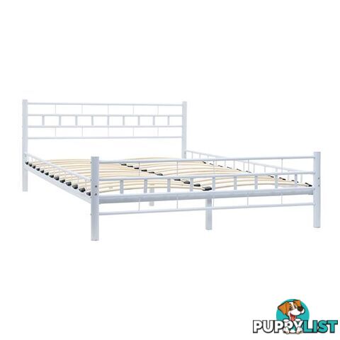 Bed Frame Slatted Base Block Design White - Unbranded - 7427046167079