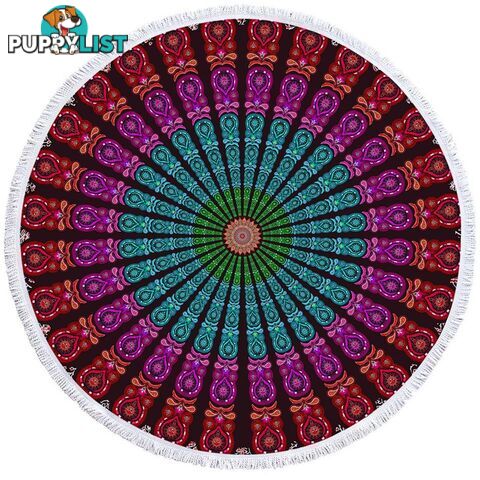 Bright Oriental Mandala Beach Towel - Towel - 7427046318594