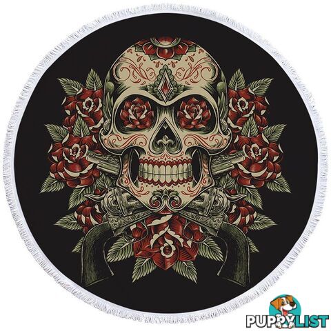 Skull Guns and Roses Beach Towel - Towel - 7427046320757