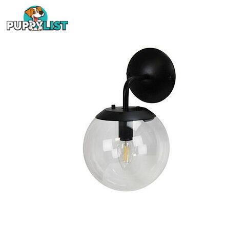 Newton Black And Clear Glass Wall Light - Wall Light - 9324879216128