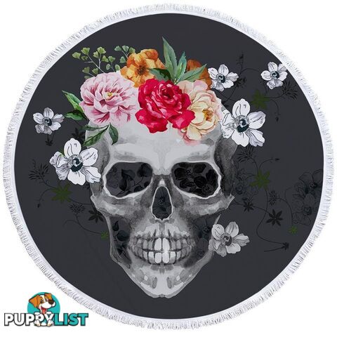 Flowers and Skull Beach Towel - Towel - 7427046312714