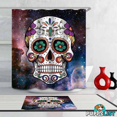 Space Sugar Skull Shower Curtain - Curtain - 7427045926370