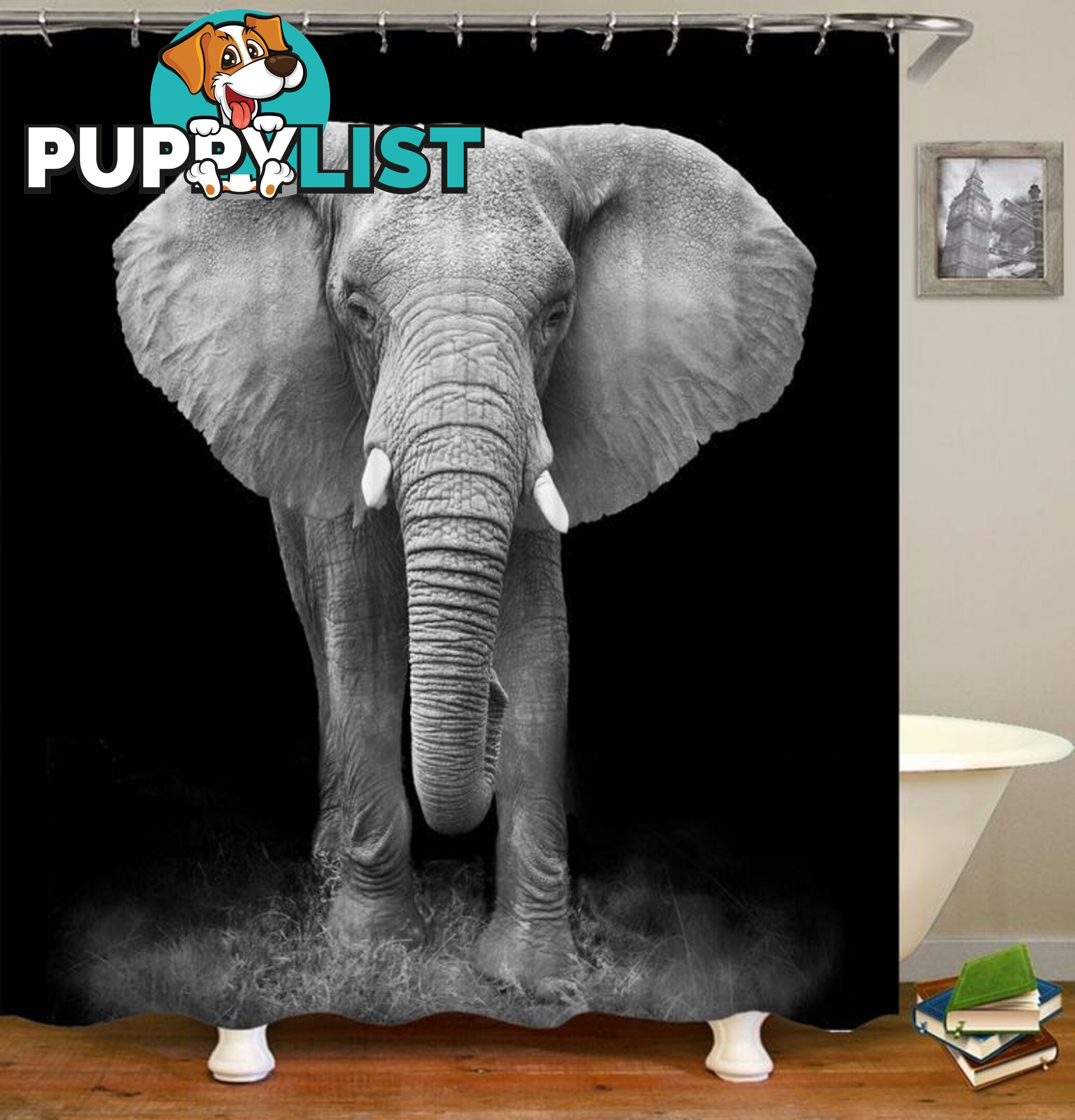 Black And White Elephant Photoshoot Shower Curtain - Curtain - 7427046030823