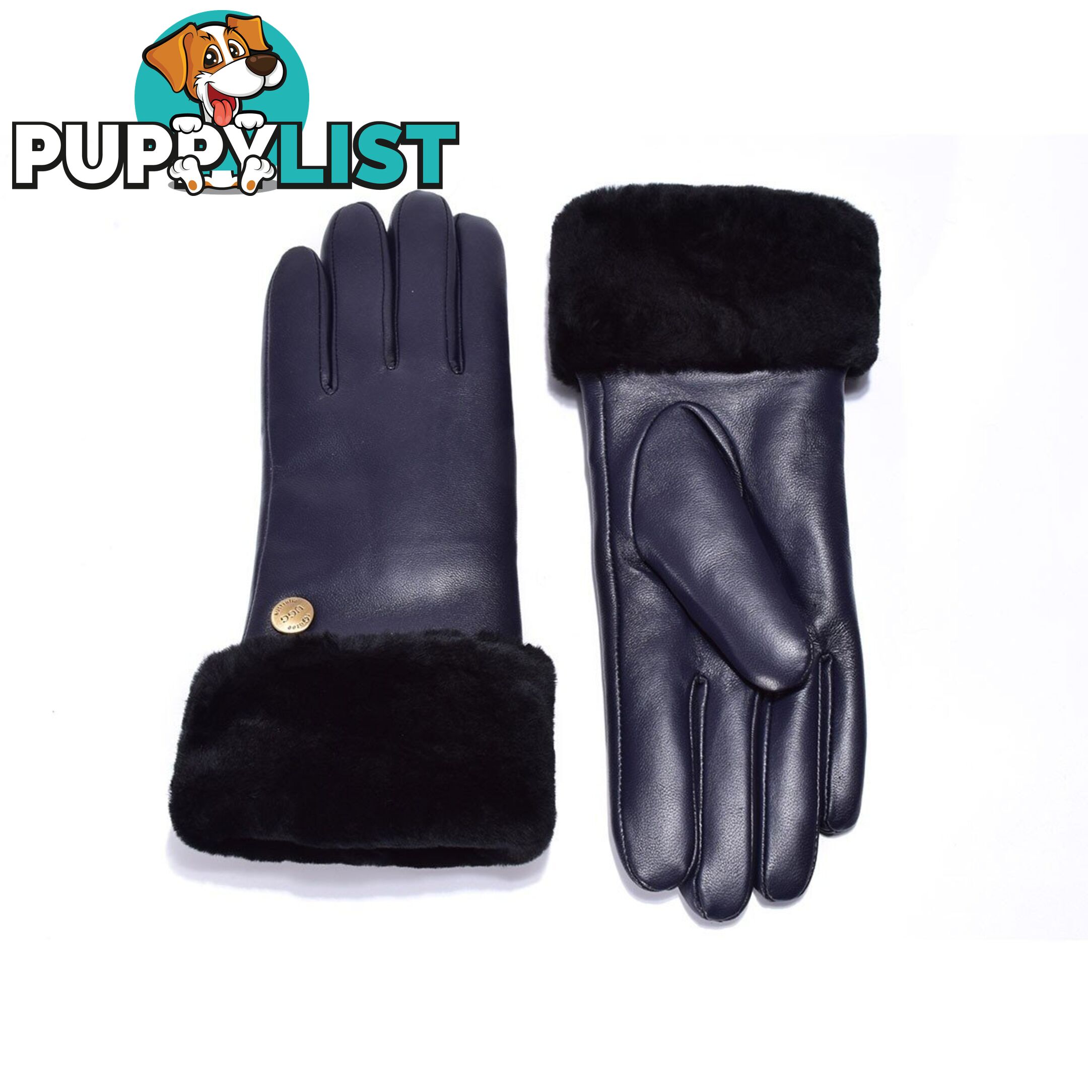 UGG Australian Sheepskin Leather Gloves Navy Womens (Chloe) - UGG - 822427510081