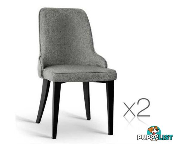 Set of 2 Fabric Dining Chairs Grey - Artiss - 4344744397795