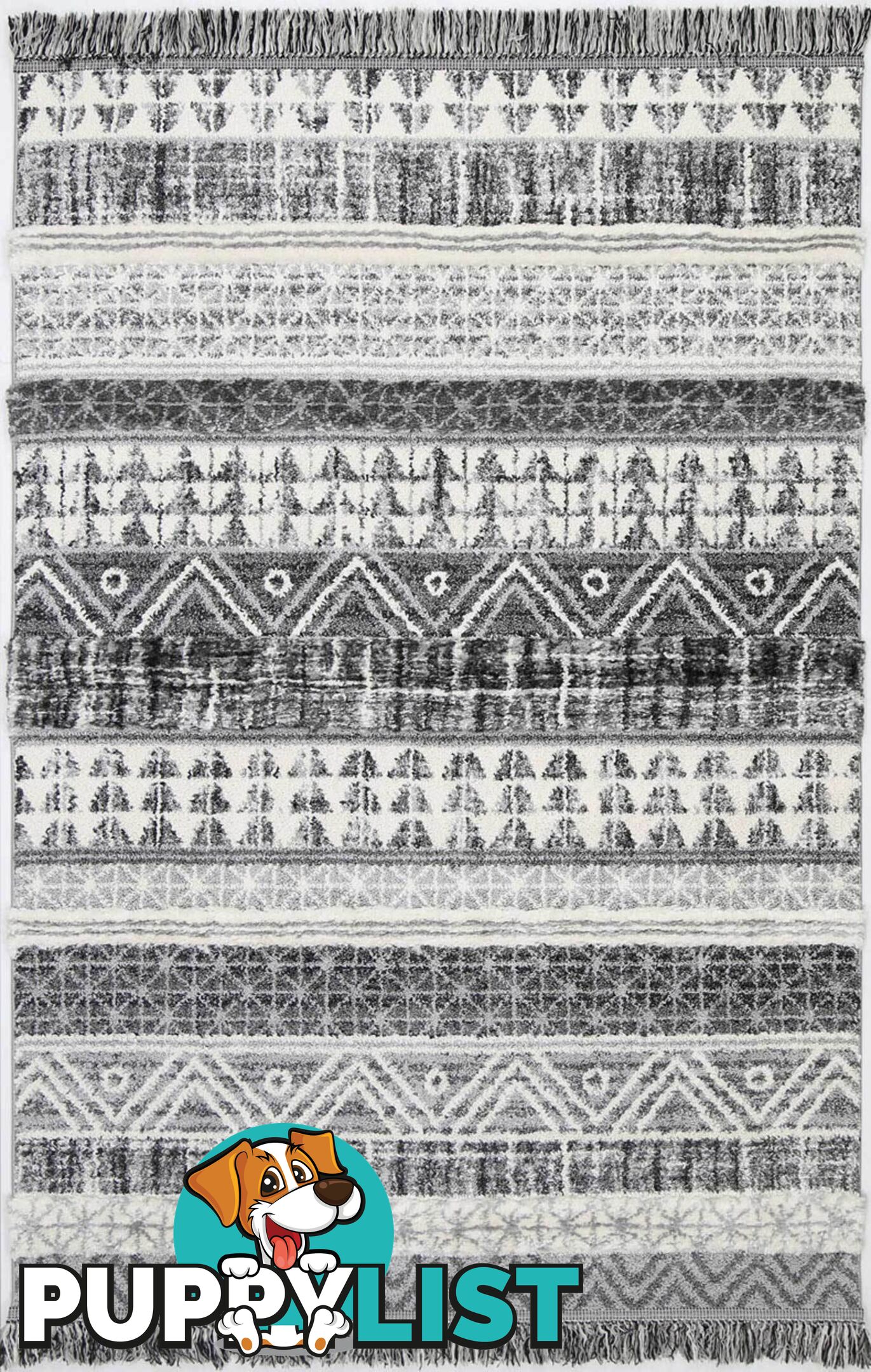 Mono Tribal Lines Cream Anthracite Rug - Unbranded - 7427046201889