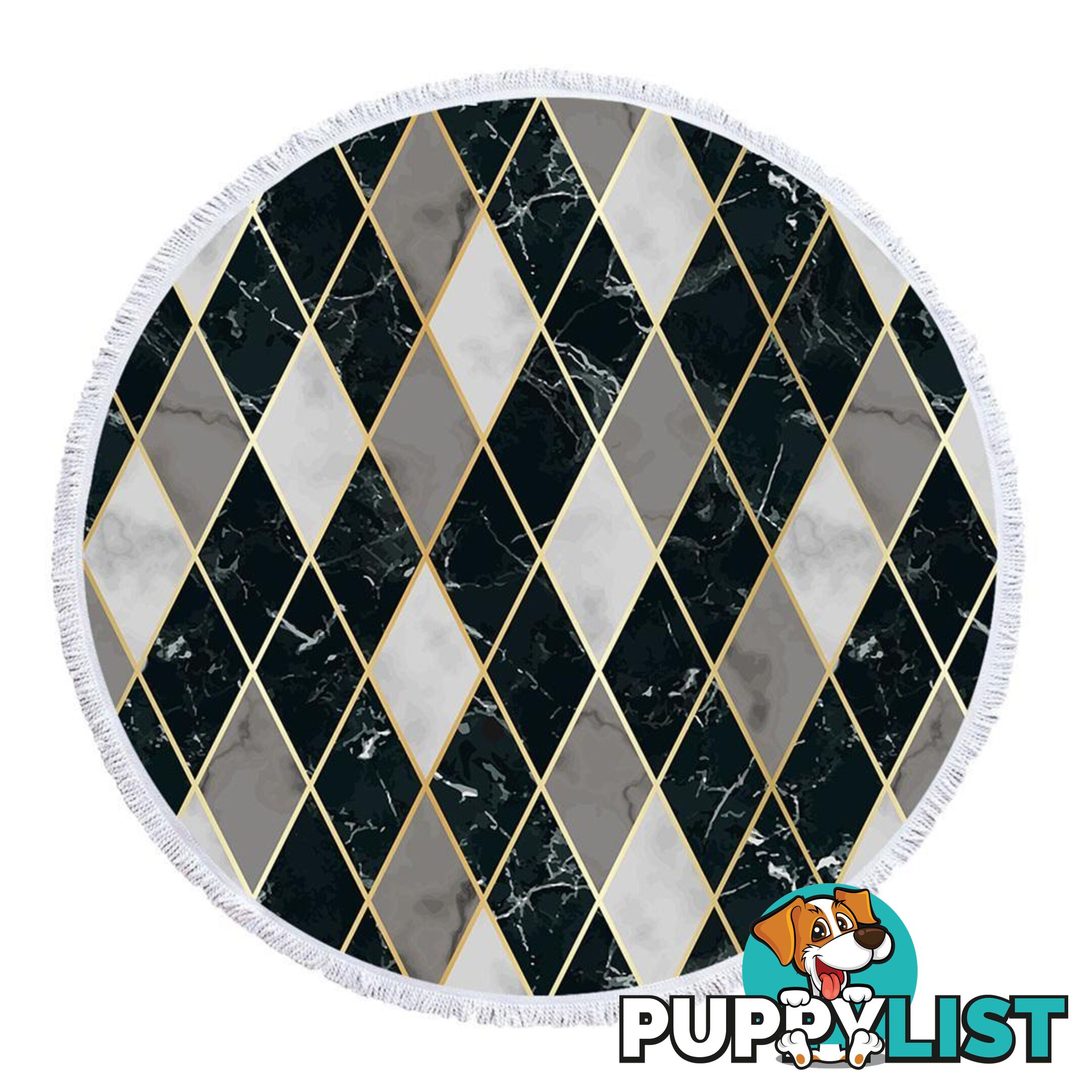 Black and Grey Geometric Shape Marble Beach Towel - Towel - 7427046341219