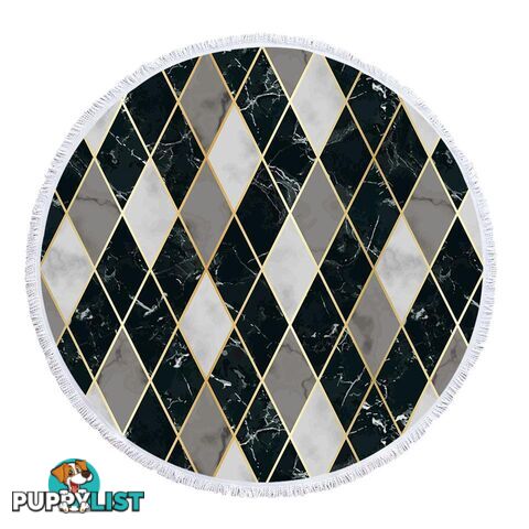 Black and Grey Geometric Shape Marble Beach Towel - Towel - 7427046341219